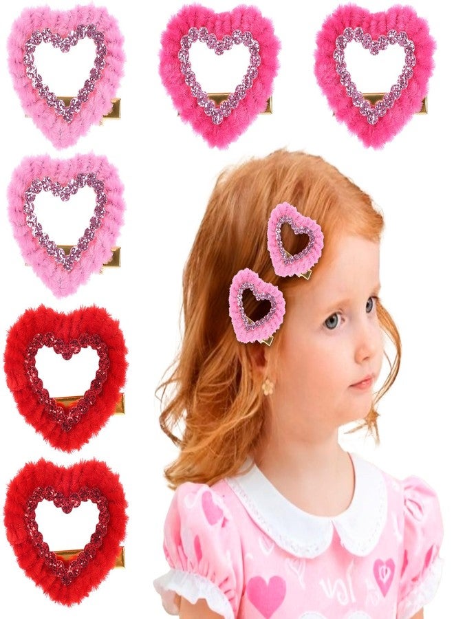 PABOBIT 6PCS Valentines Heart Hair Clips Red Pink Bow Clips with Alligator Clips Girls Hair Accessories for Kids Teens Gifts - Image 1